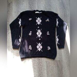 Chaus Vintage Argyle Sweater with Tassel Accents